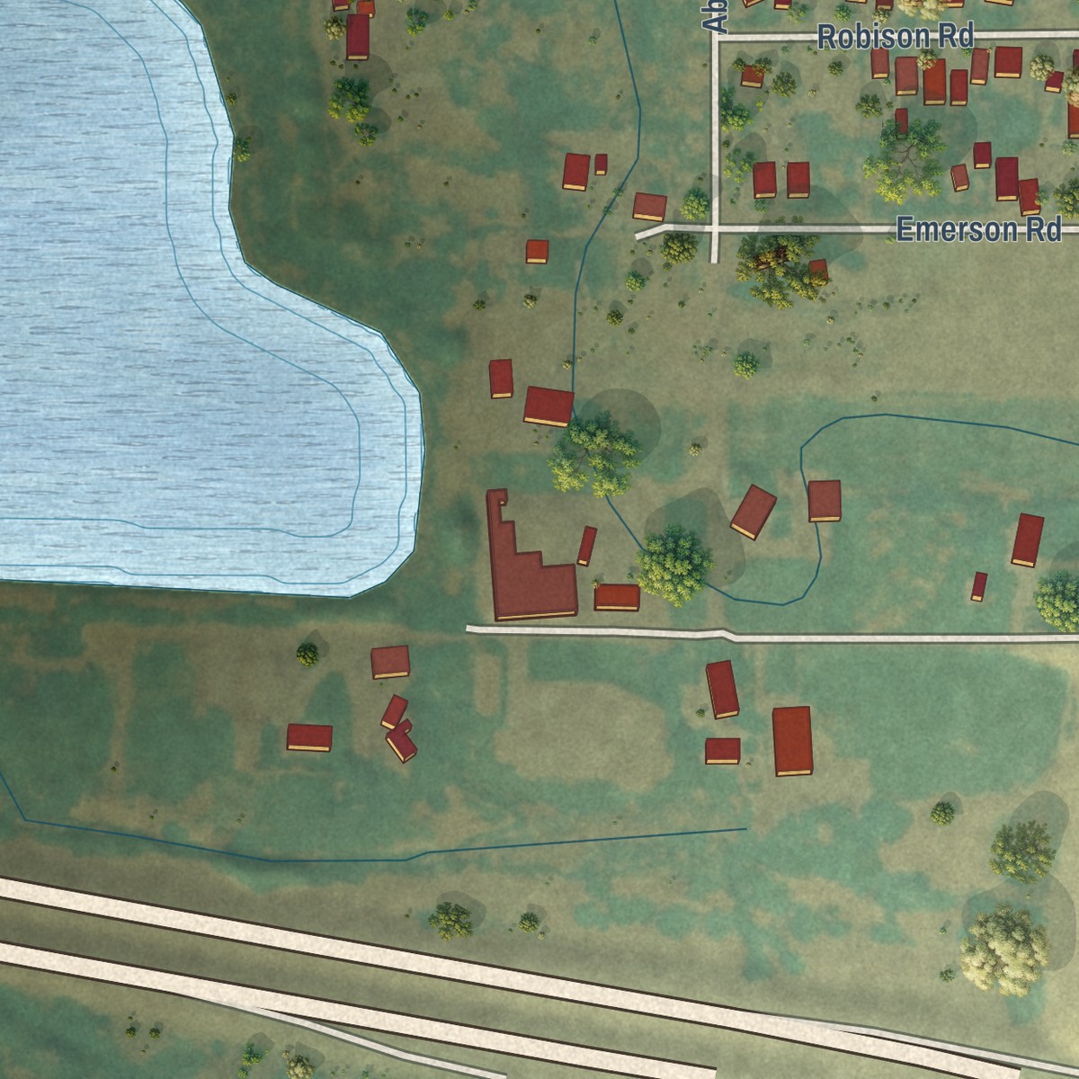 Second close-up of the map of Buena, Washington print showing more streets and buildings