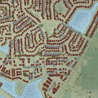 Second close-up of the map of Buenaventura Lakes, Florida print showing more streets and buildings