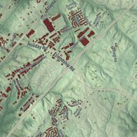 Second close-up of the map of Buford, Georgia print showing more streets and buildings