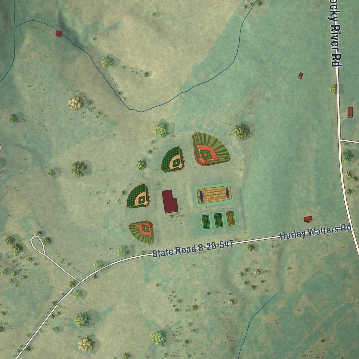 Second close-up of the map of Buford, South Carolina print showing more streets and buildings