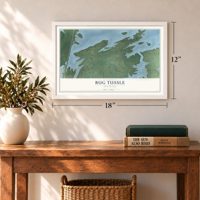 Bug Tussle, Oklahoma map, 12 x 18 inch print in a white frame in an entryway