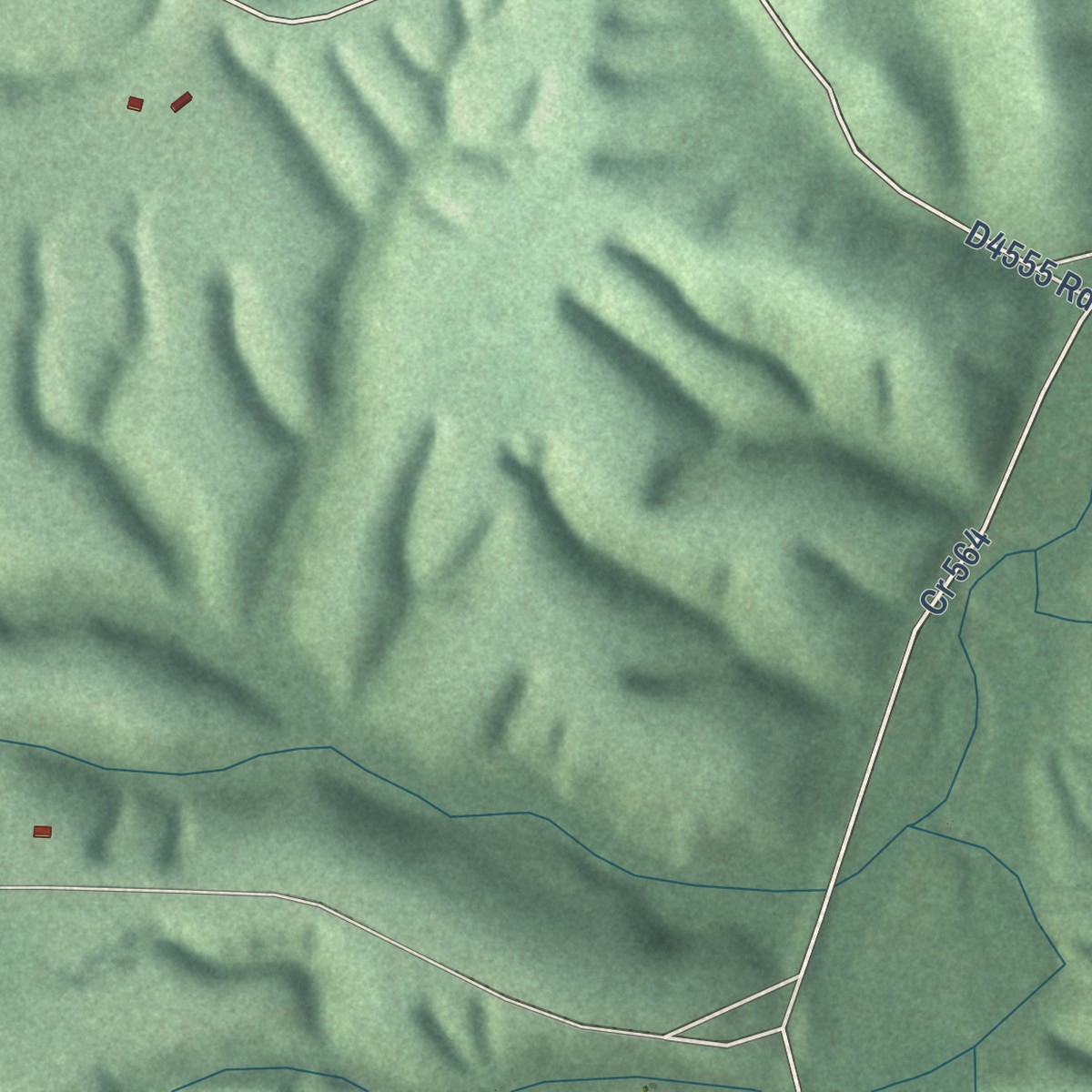 Second close-up of the map of Bull Hollow, Oklahoma print showing more streets and buildings