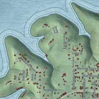 Second close-up of the map of Bull Shoals, Arkansas print showing more streets and buildings