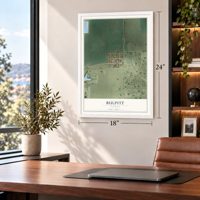 Bulpitt, Illinois map, 18 x 24 inch print in a white frame in a home office