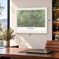 Bulverde, Texas map, 18 x 24 inch print in a white frame in a home office