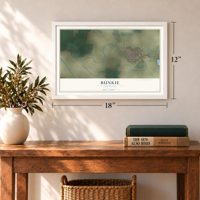 Bunkie, Louisiana map, 12 x 18 inch print in a white frame in an entryway