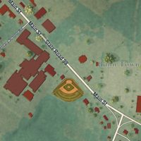Second close-up of the map of Bunn, North Carolina print showing more streets and buildings