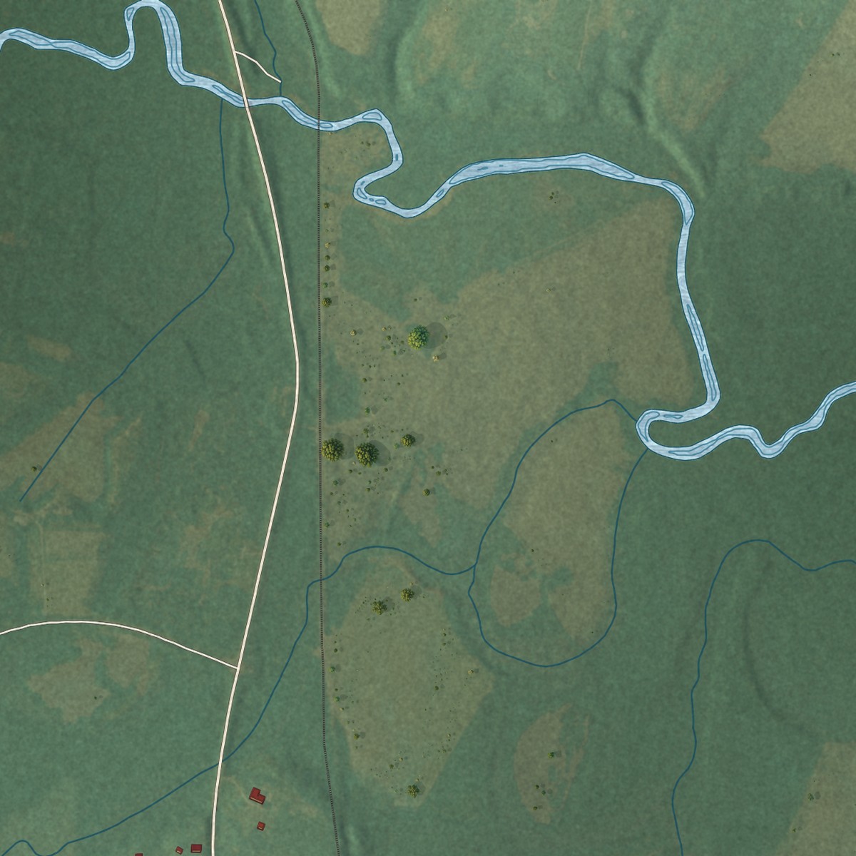 Second close-up of the map of Bunnlevel, North Carolina print showing more streets and buildings