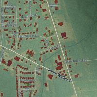 Second close-up of the map of Burgaw, North Carolina print showing more streets and buildings