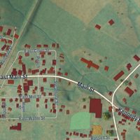 Second close-up of the map of Burgin, Kentucky print showing more streets and buildings