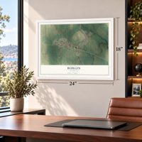 Burgin, Kentucky map, 18 x 24 inch print in a white frame in a home office