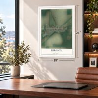Burgoon, Ohio map, 18 x 24 inch print in a white frame in a home office