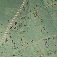 Second close-up of the map of Burke, Texas print showing more streets and buildings