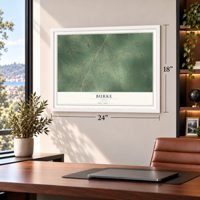Burke, Texas map, 18 x 24 inch print in a white frame in a home office