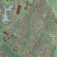 Second close-up of the map of Burke, Virginia print showing more streets and buildings