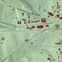Second close-up of the map of Burkeville, Virginia print showing more streets and buildings