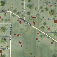 Second close-up of the map of Burlington Junction, Missouri print showing more streets and buildings