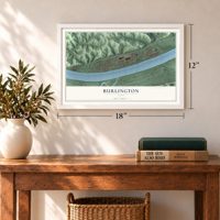 Burlington, Ohio map, 12 x 18 inch print in a white frame in an entryway