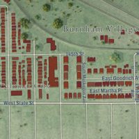 Second close-up of the map of Burnham, Illinois print showing more streets and buildings