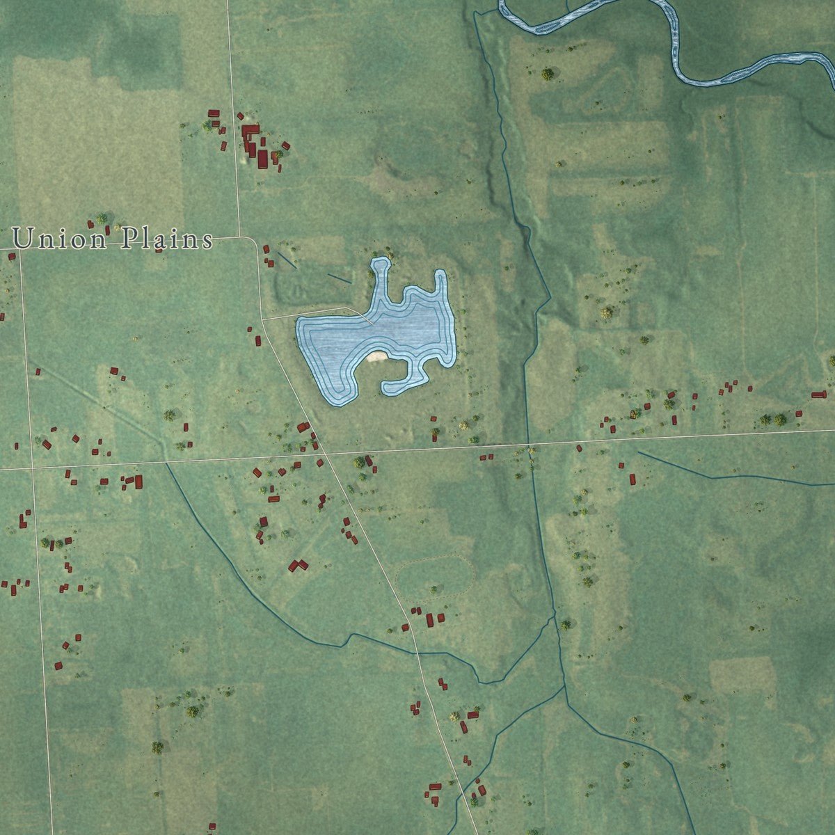 Second close-up of the map of Burns, Michigan print showing more streets and buildings