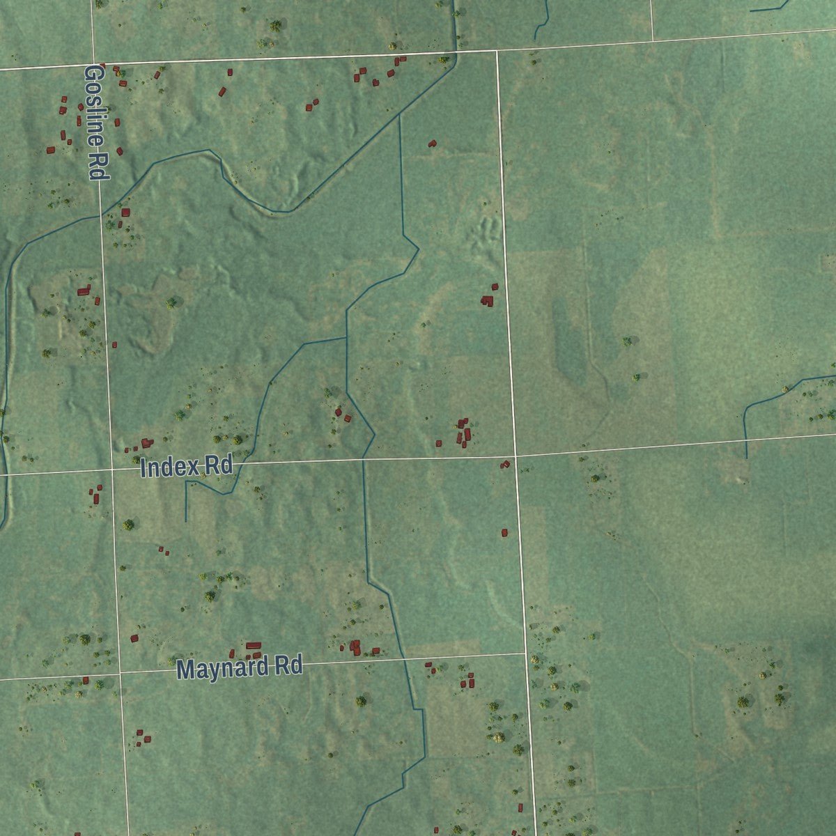 Second close-up of the map of Burnside, Michigan print showing more streets and buildings