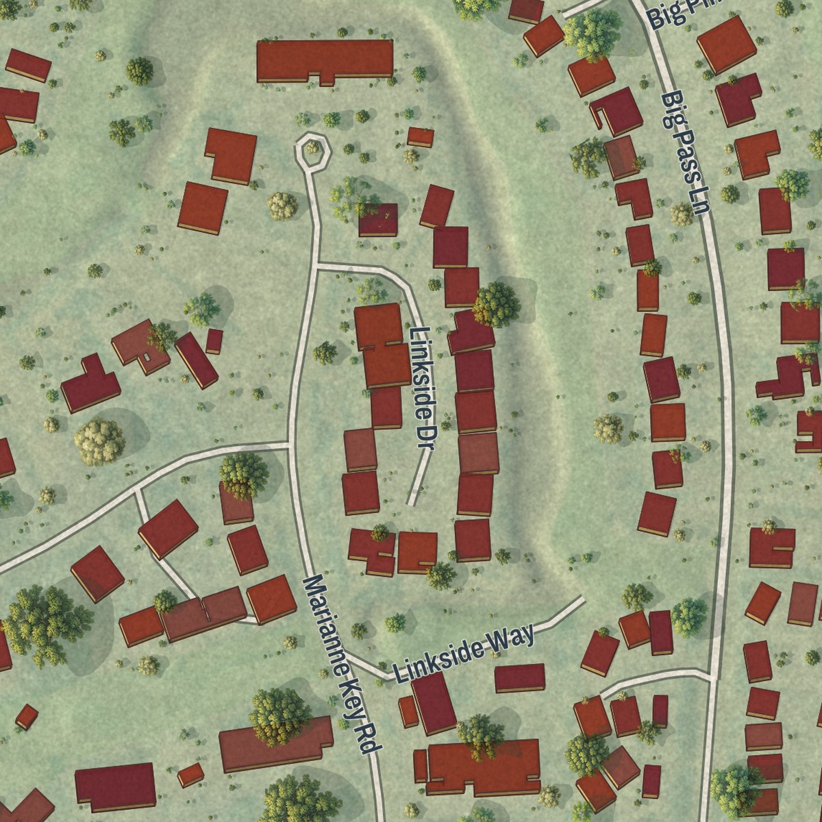 Second close-up of the map of Burnt Store Marina, Florida print showing more streets and buildings