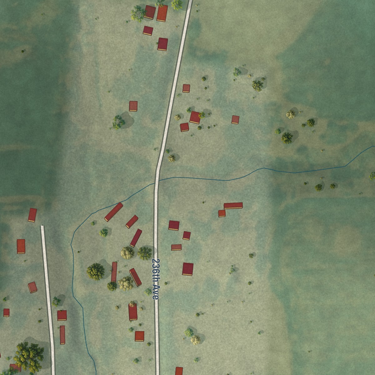 Second close-up of the map of Burr Oak, Iowa print showing more streets and buildings
