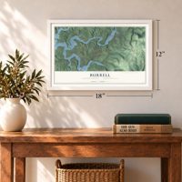 Burrell, Indiana County, Pennsylvania map, 12 x 18 inch print in a white frame in an entryway