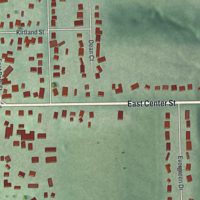 Second close-up of the map of Burton, Ohio print showing more streets and buildings