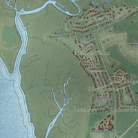 Second close-up of the map of Burton, South Carolina print showing more streets and buildings