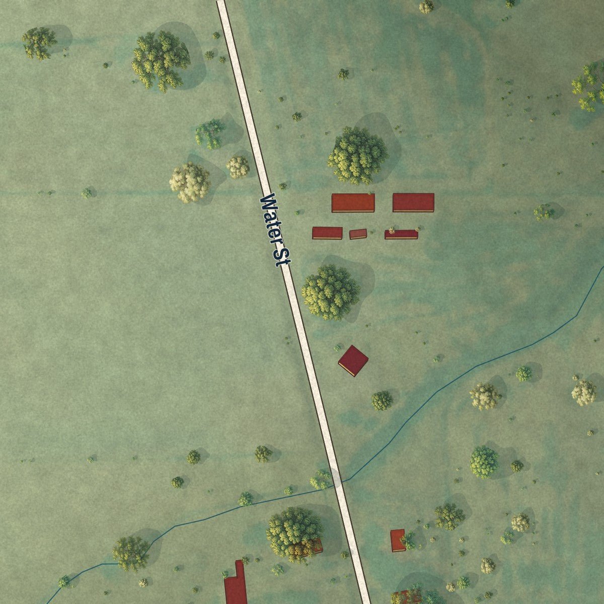Second close-up of the map of Butler, Illinois print showing more streets and buildings