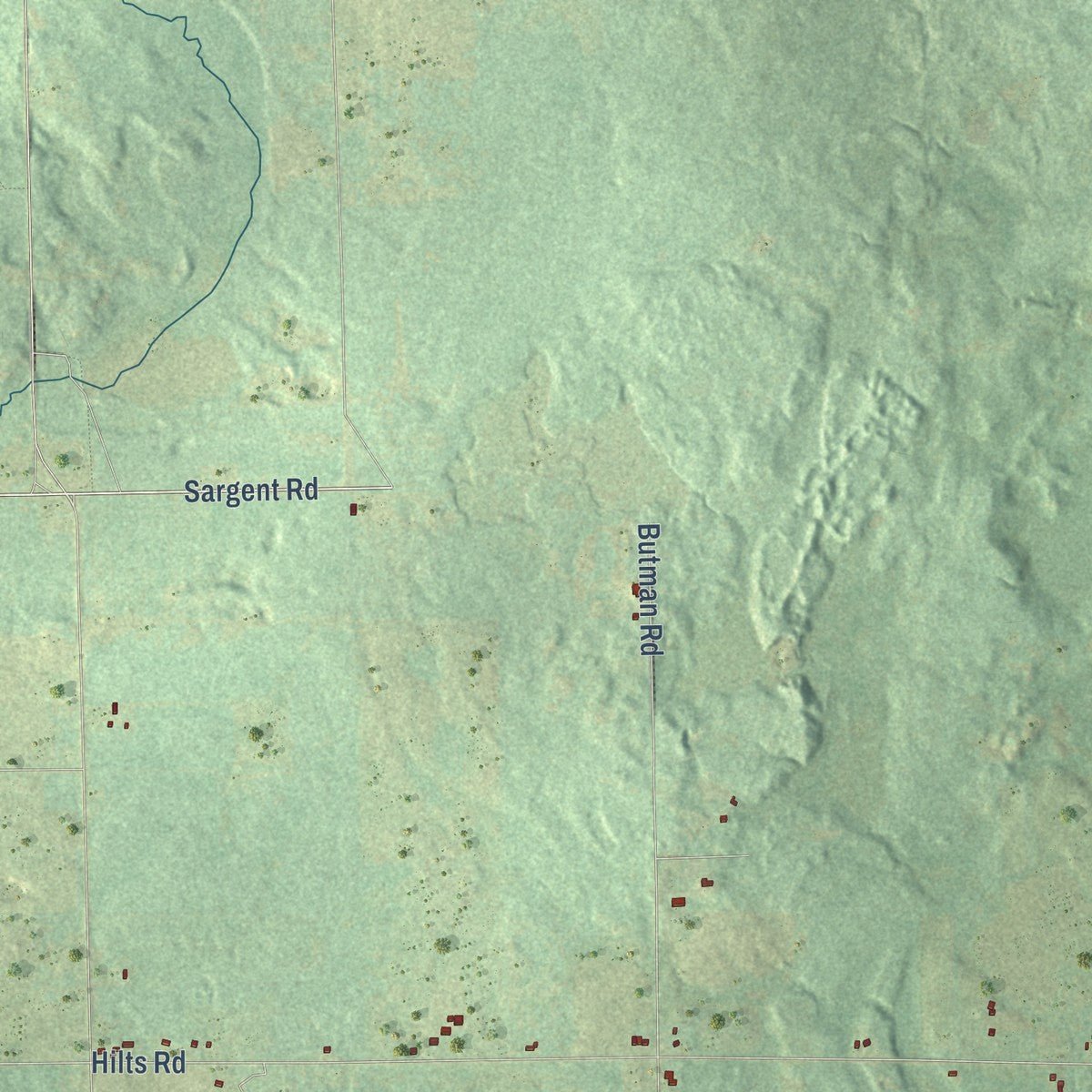 Second close-up of the map of Butman, Michigan print showing more streets and buildings