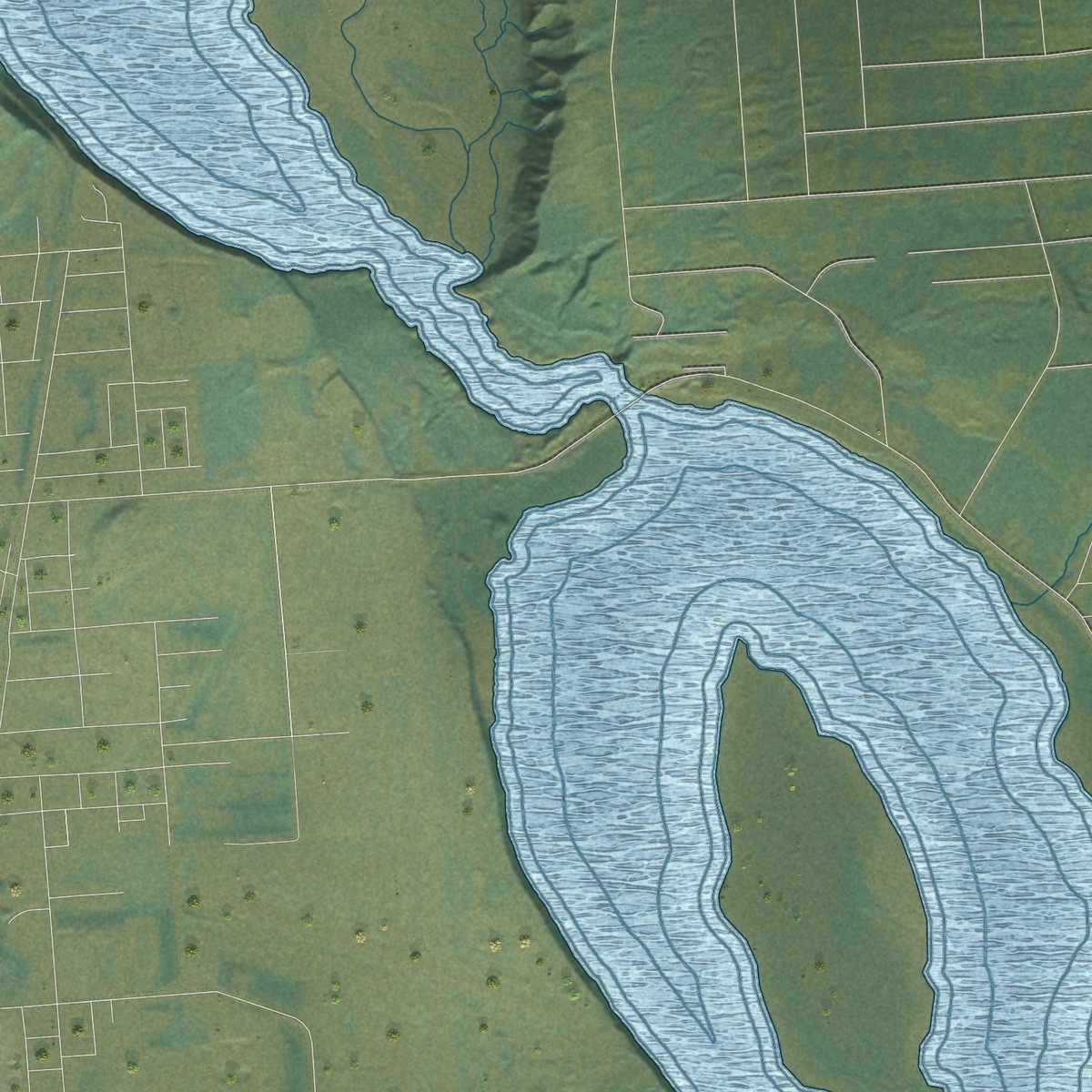Second close-up of the map of Butte, Alaska print showing more streets and buildings