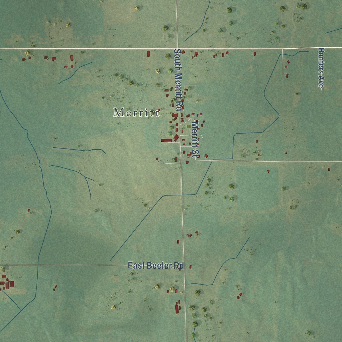 Second close-up of the map of Butterfield, Michigan print showing more streets and buildings