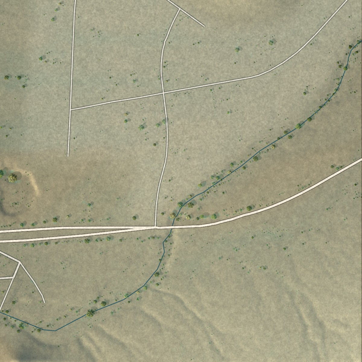 Second close-up of the map of Butterfield, Texas print showing more streets and buildings