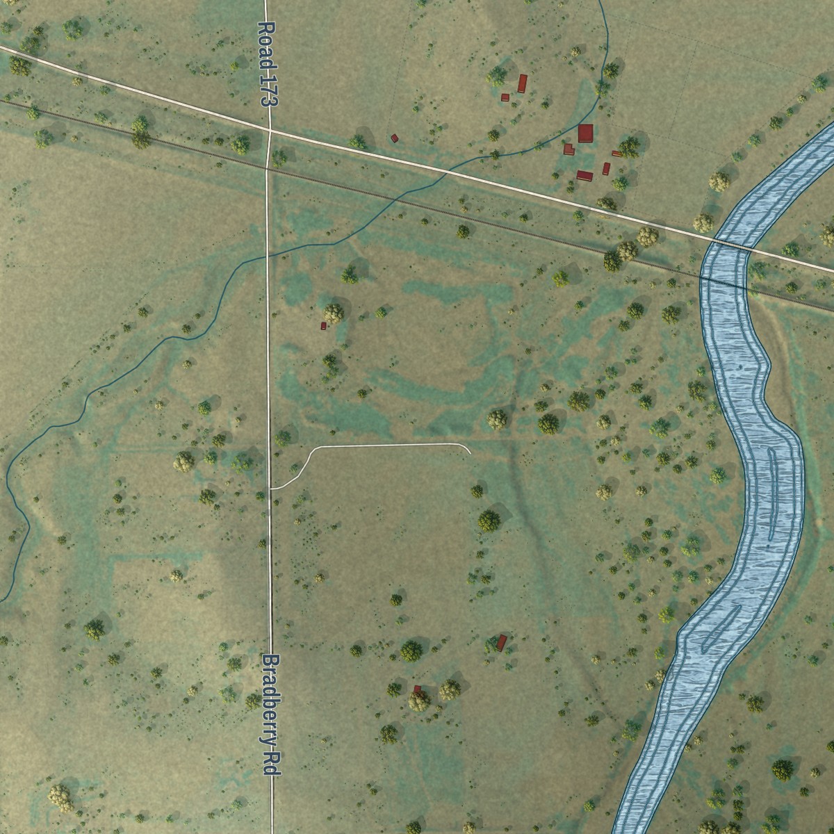 Second close-up of the map of Byers, Colorado print showing more streets and buildings