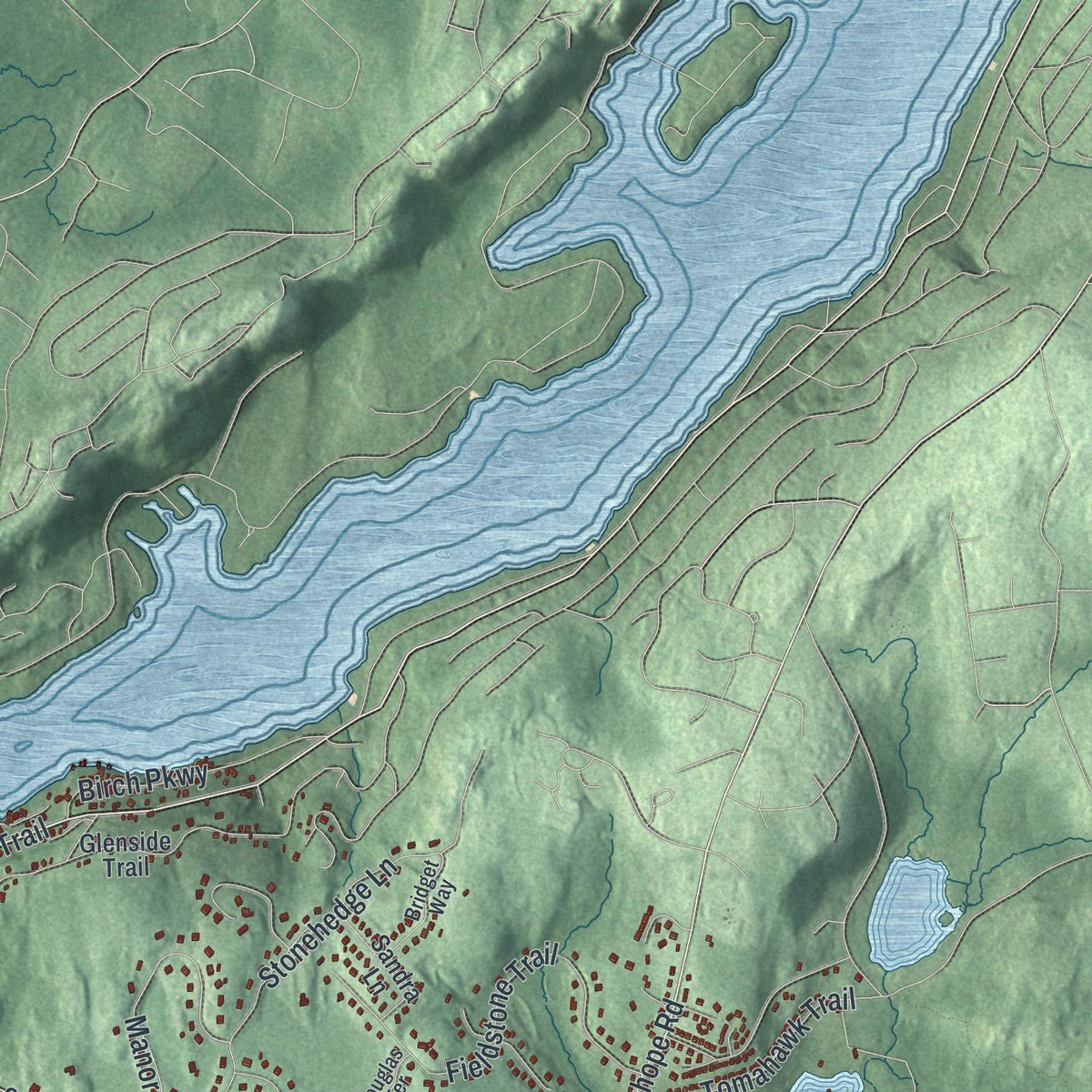 Second close-up of the map of Byram, New Jersey print showing more streets and buildings