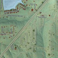 Second close-up of the map of Byrnes Mill, Missouri print showing more streets and buildings