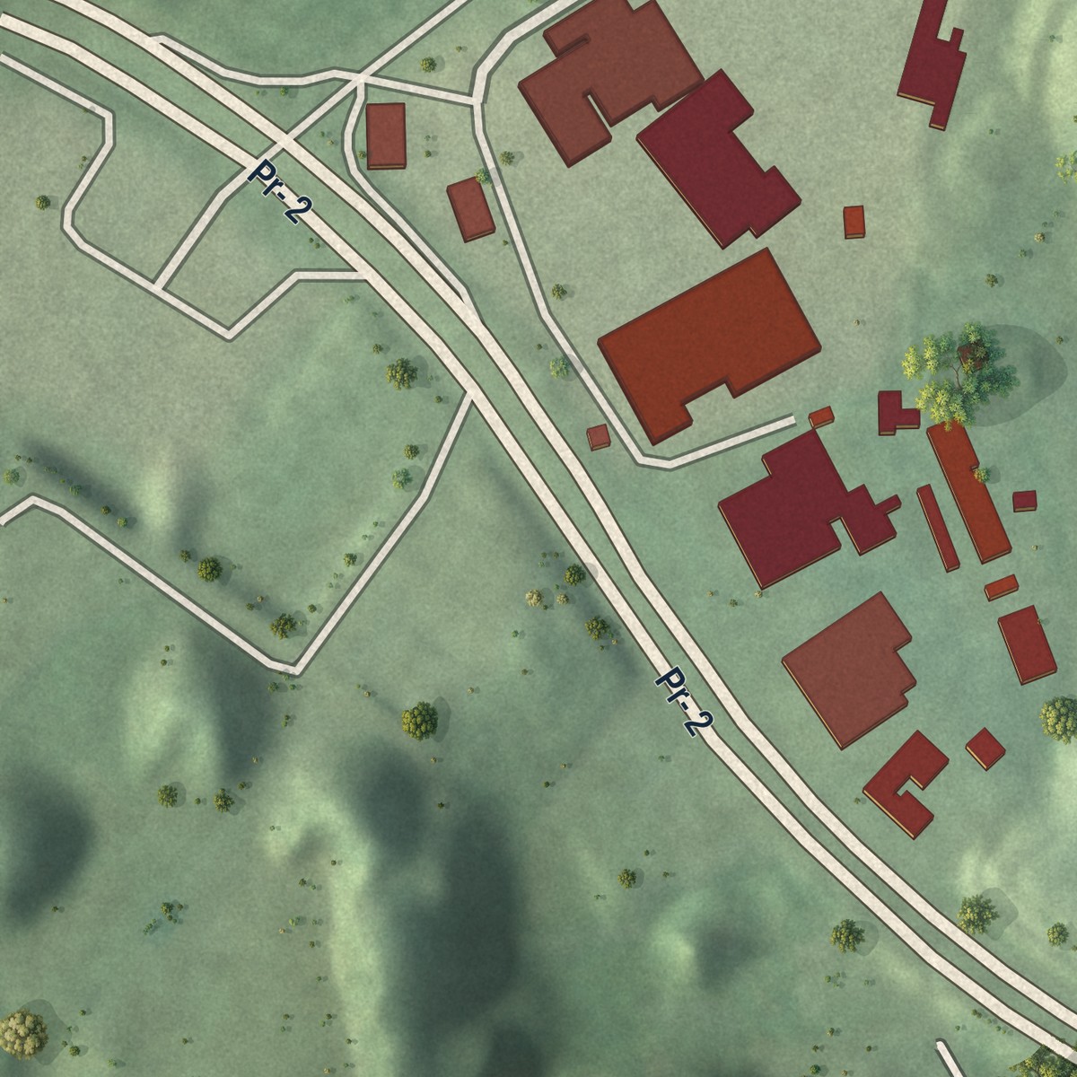 Second close-up of the map of Cabán, Puerto Rico print showing more streets and buildings