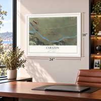 Cabazon, California map, 18 x 24 inch print in a white frame in a home office