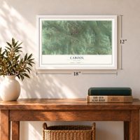 Cabool, Missouri map, 12 x 18 inch print in a white frame in an entryway