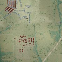 Second close-up of the map of Caddo Mills, Texas print showing more streets and buildings