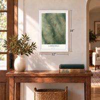 Caddo Mills, Texas map, 12 x 18 inch print in a white frame in an entryway