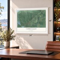 Caddo Valley, Arkansas map, 18 x 24 inch print in a white frame in a home office