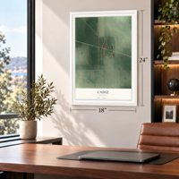 Cadiz, Indiana map, 18 x 24 inch print in a white frame in a home office