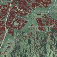 Second close-up of the map of Caguas, Puerto Rico print showing more streets and buildings