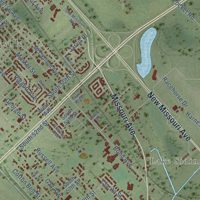 Second close-up of the map of Cahokia Heights, Illinois print showing more streets and buildings