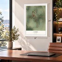 Cairo, Missouri map, 18 x 24 inch print in a white frame in a home office