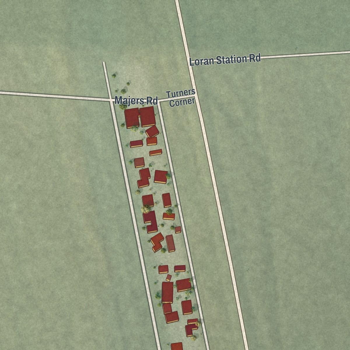 Second close-up of the map of Cal-Nev-Ari, Nevada print showing more streets and buildings