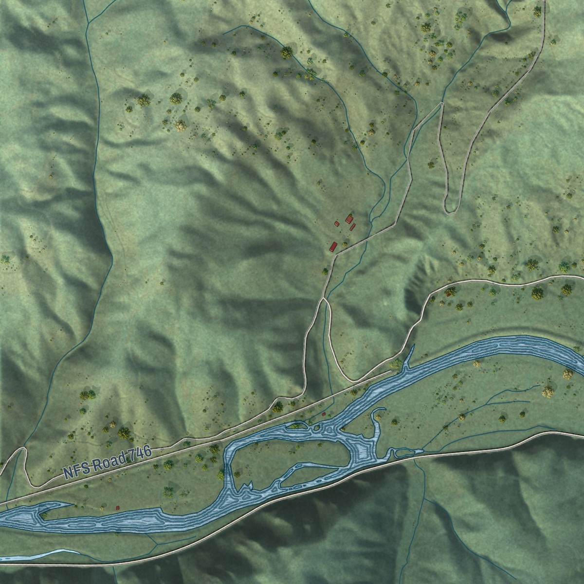 Second close-up of the map of Calder, Idaho print showing more streets and buildings